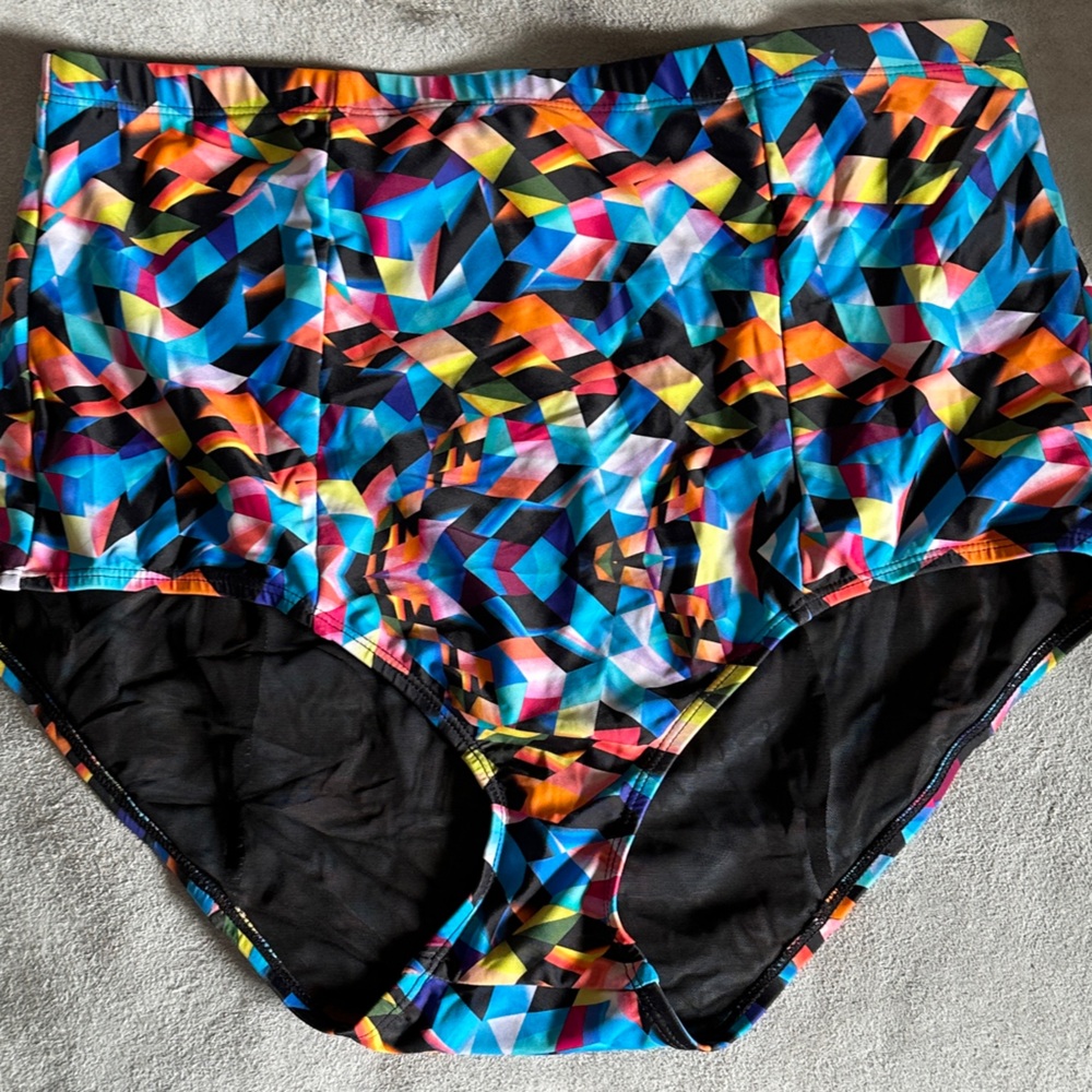Torrid Blue and Orange High-Waisted Bikini Bottom, Size 1X